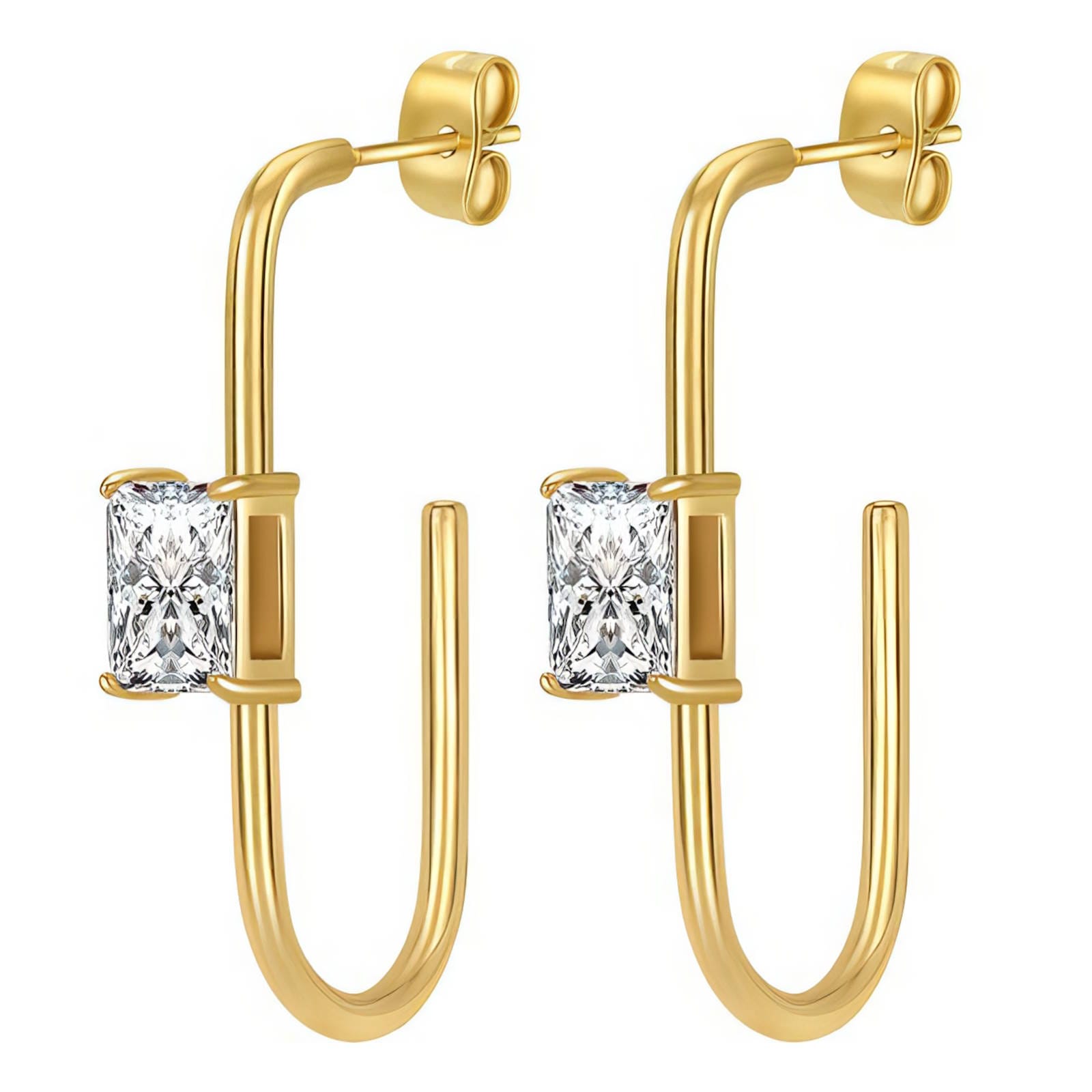 Cercei cu zirconiu cubic placați cu aur 18K – 3.5 × 0.6 cm
