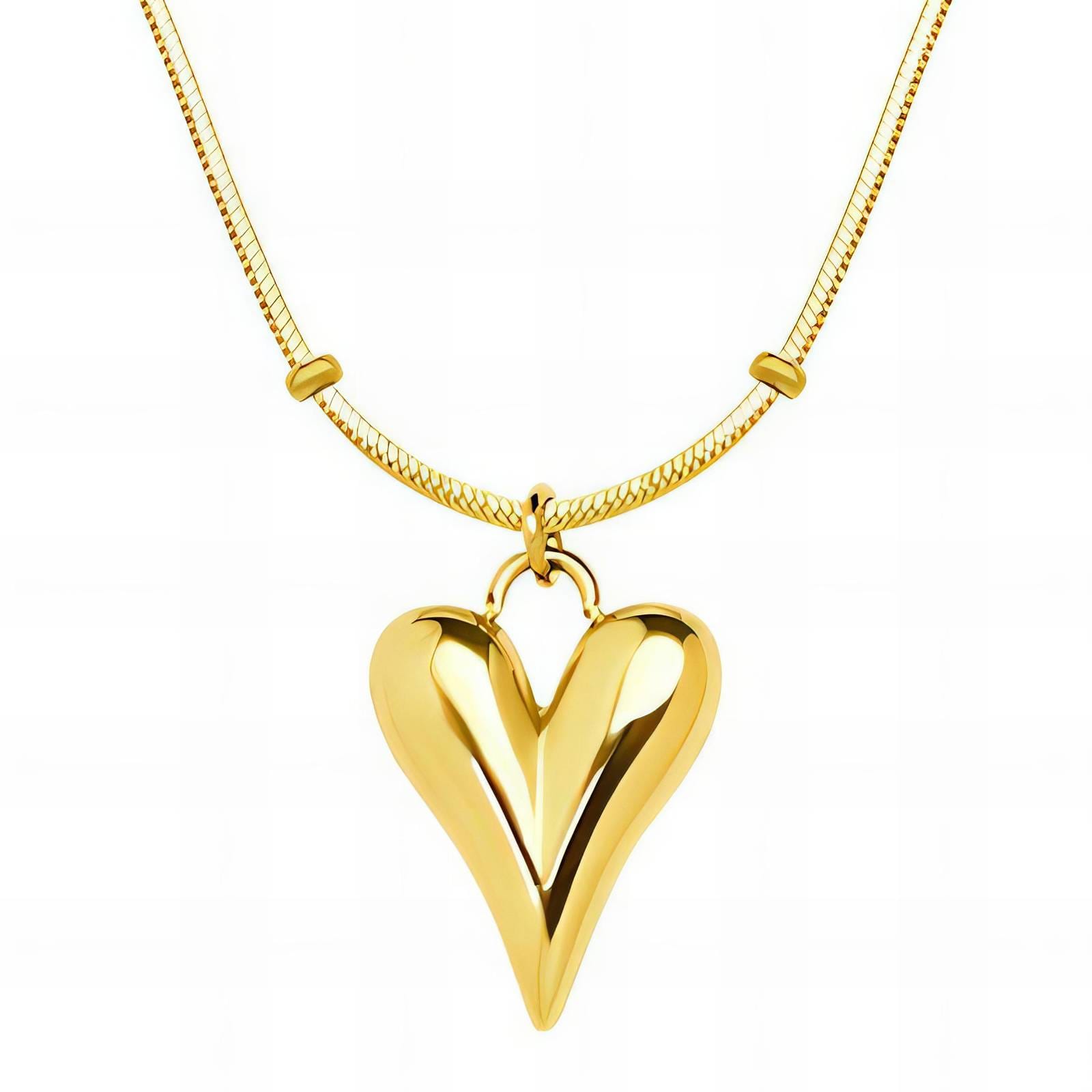 Colier pandantiv Inimioară placat cu aur 18K – 40+5 cm